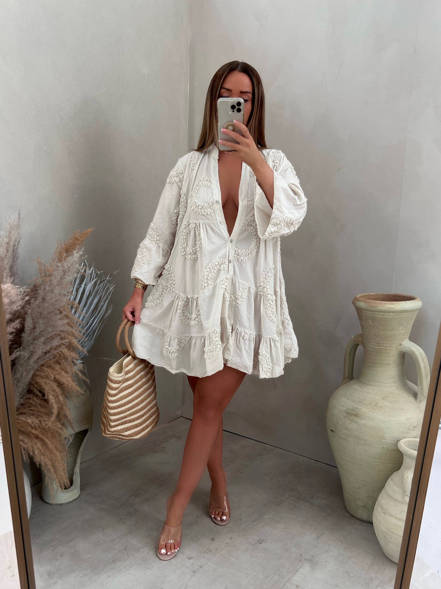 PRE ORDER SHIPS MARCH 12th - SHANNON BEIGE OVERSIZED SHIRT DRESS